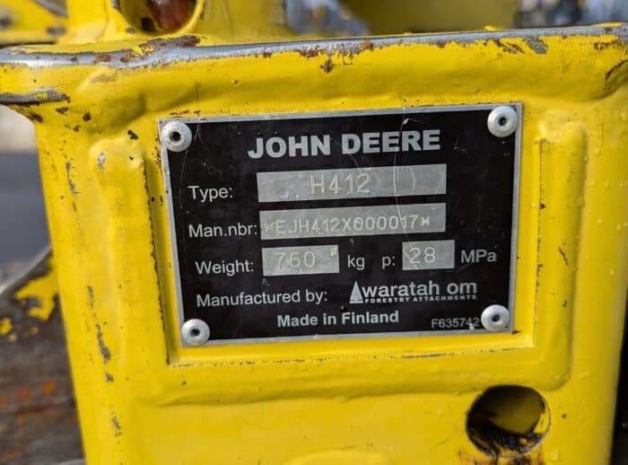 Harwester John Deere 1070D 2006r. tabliczka głowica Harwester John Deere 1070D 2006r. tablica głowica